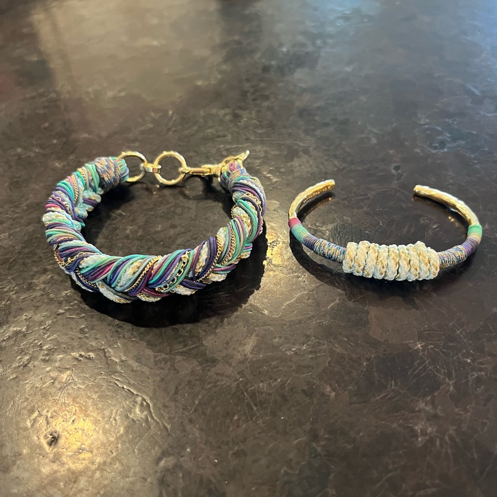 Kendra Scott Multicolor Twisted Cord and Wrapped Cuff Bracelet Set